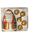 Новогодний подарочный комплект \"Дед Мороз и 5 шаров\" Хохлома