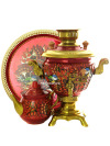 Набор самовар электрический 2 литра с чайником с художественной росписью \"Птица, рябина\", арт. 141415